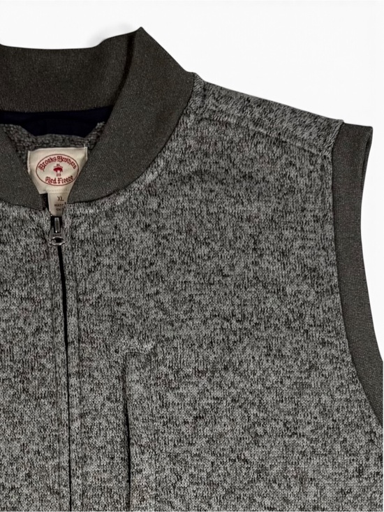 Brooks Brothers Other - Brooks Brothers Red Fleece Marled Gray Sweater Fleece Full Zip Vest Men’s XL